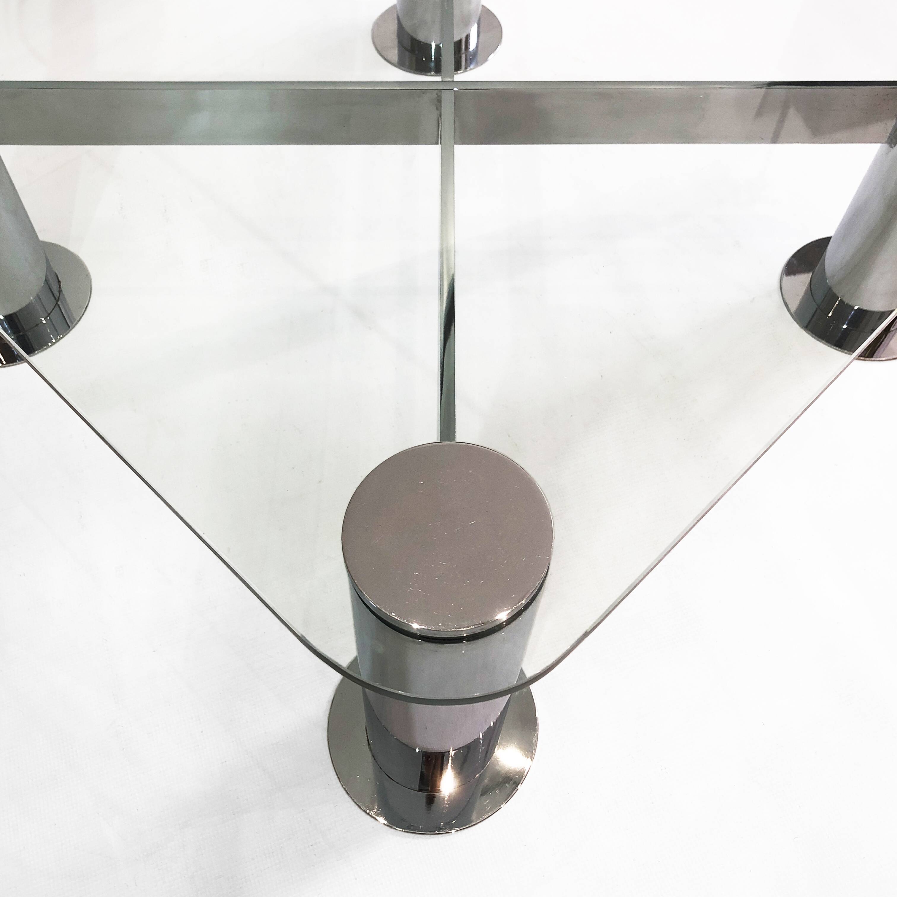 Pace Postmodern Coffee Table 1980s Vintage Retro Italy Chrome Glass