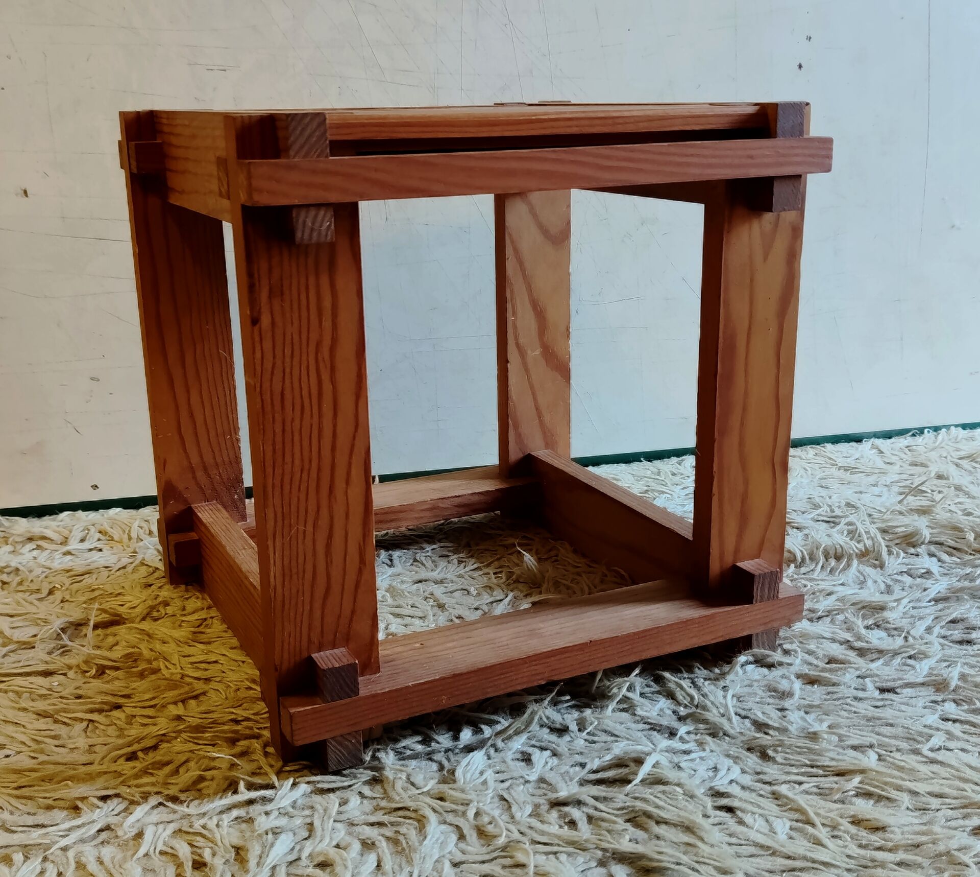 Solid wood coffee table in brutalist style - mid 20th century.