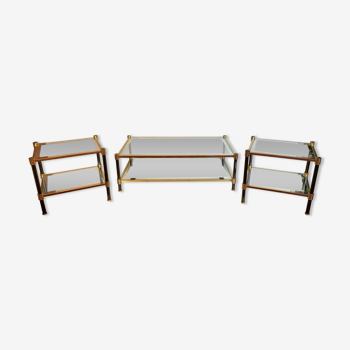 Set of tables on glass and brass, 1980s