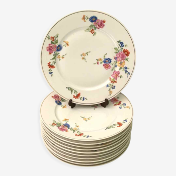 Set de 7 assiettes à dessert porcelaine fleurie