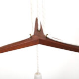 Mid Century Danish Hanging Lamp in Teak and Colored Shades