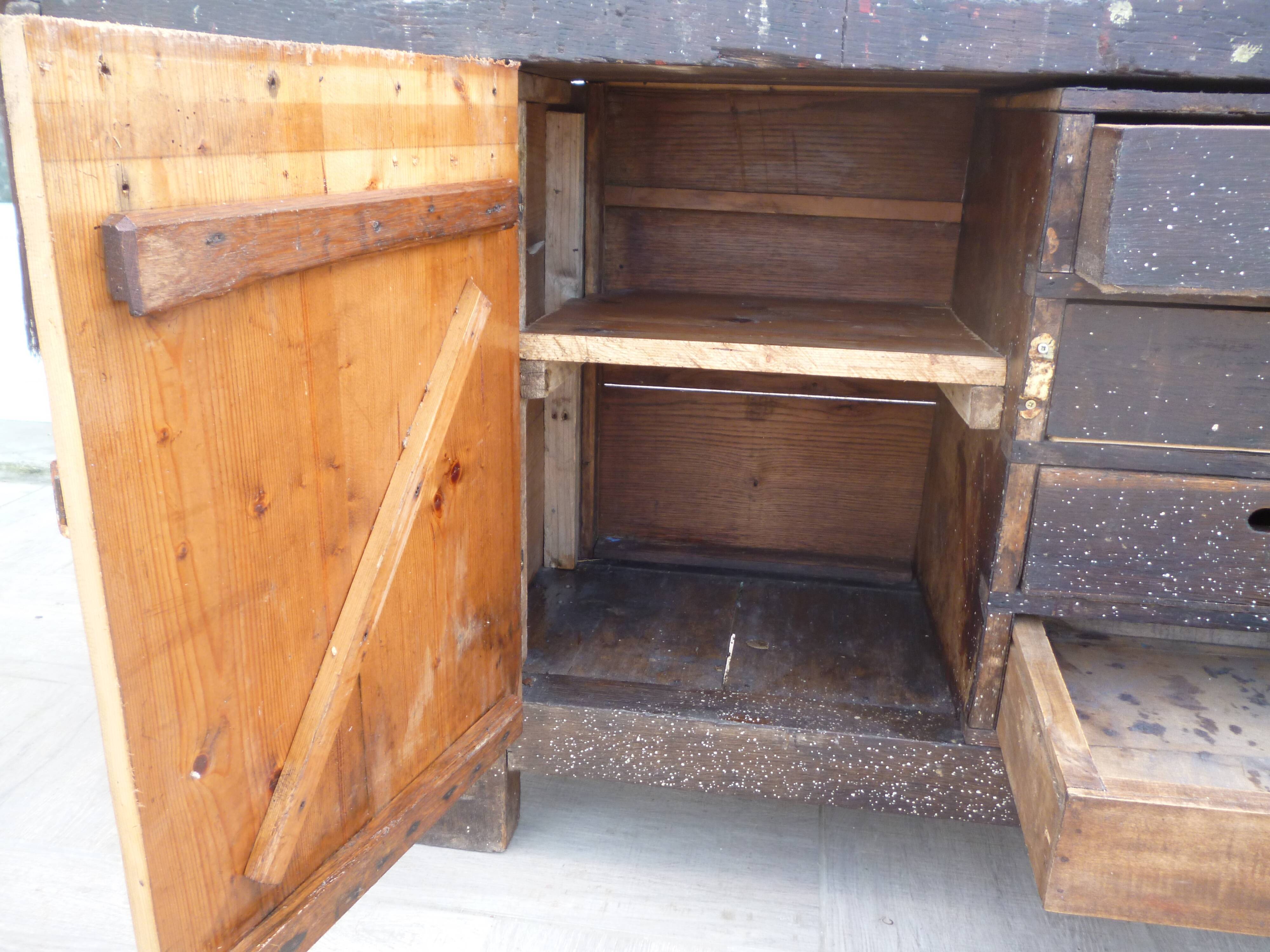 Old oak workbench