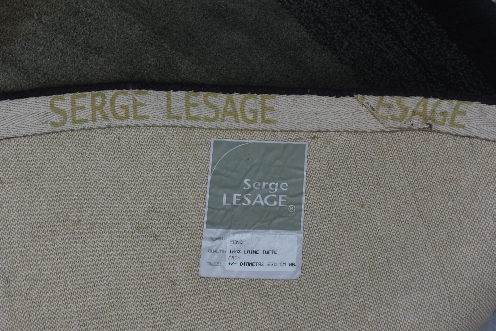 Serge Lesage blue grey vintage round carpet 70s