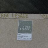 Tapis rond vintage années 70 dégradé gris bleu Serge Lesage