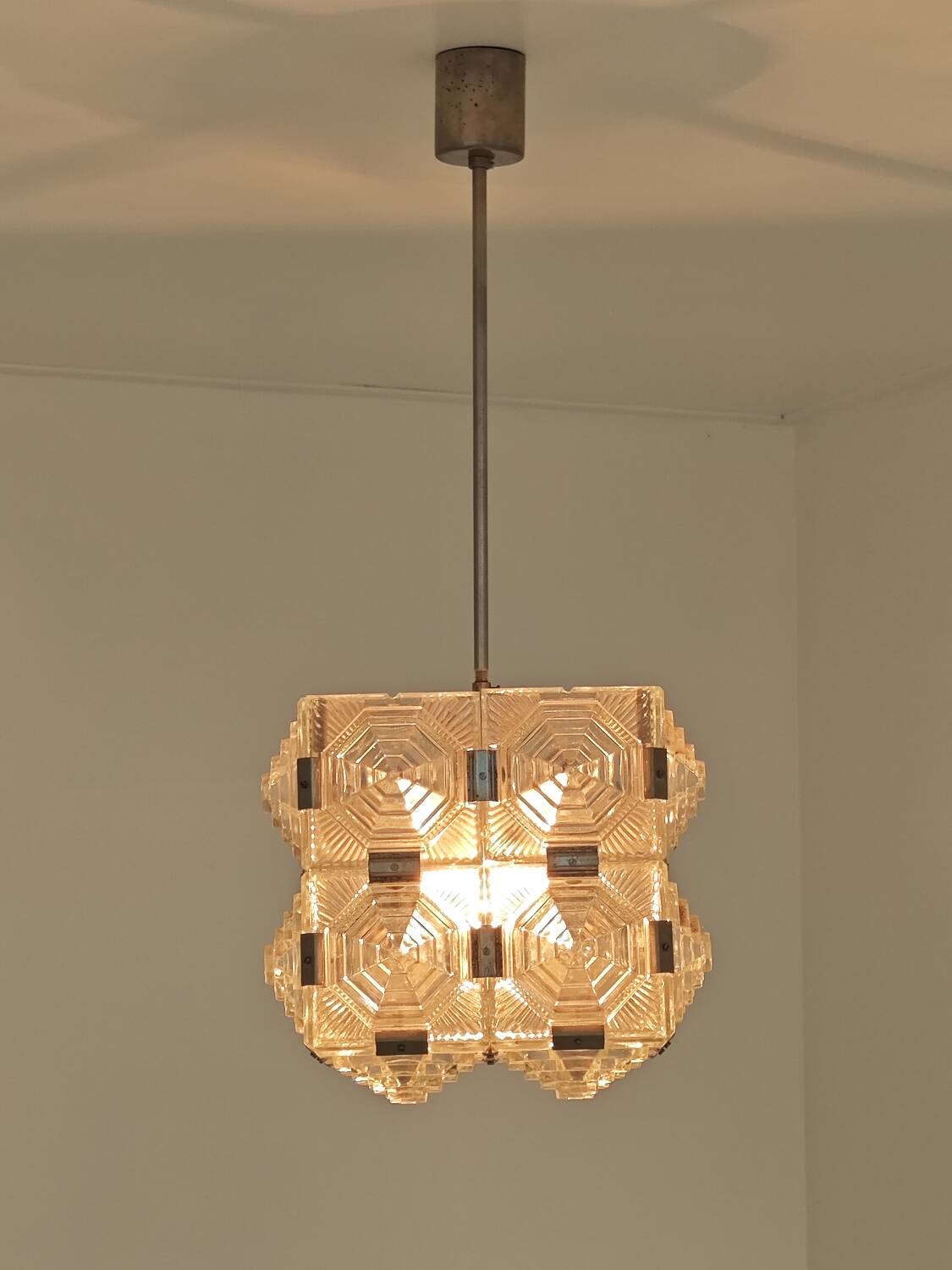 Pyramid chandelier by Jaroslav Bejvl for Preciosa, Kamenicky Senov 1967