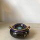 Ashtray burns incense in bronze enamelled floral decoration forget-me-not tones blue and black