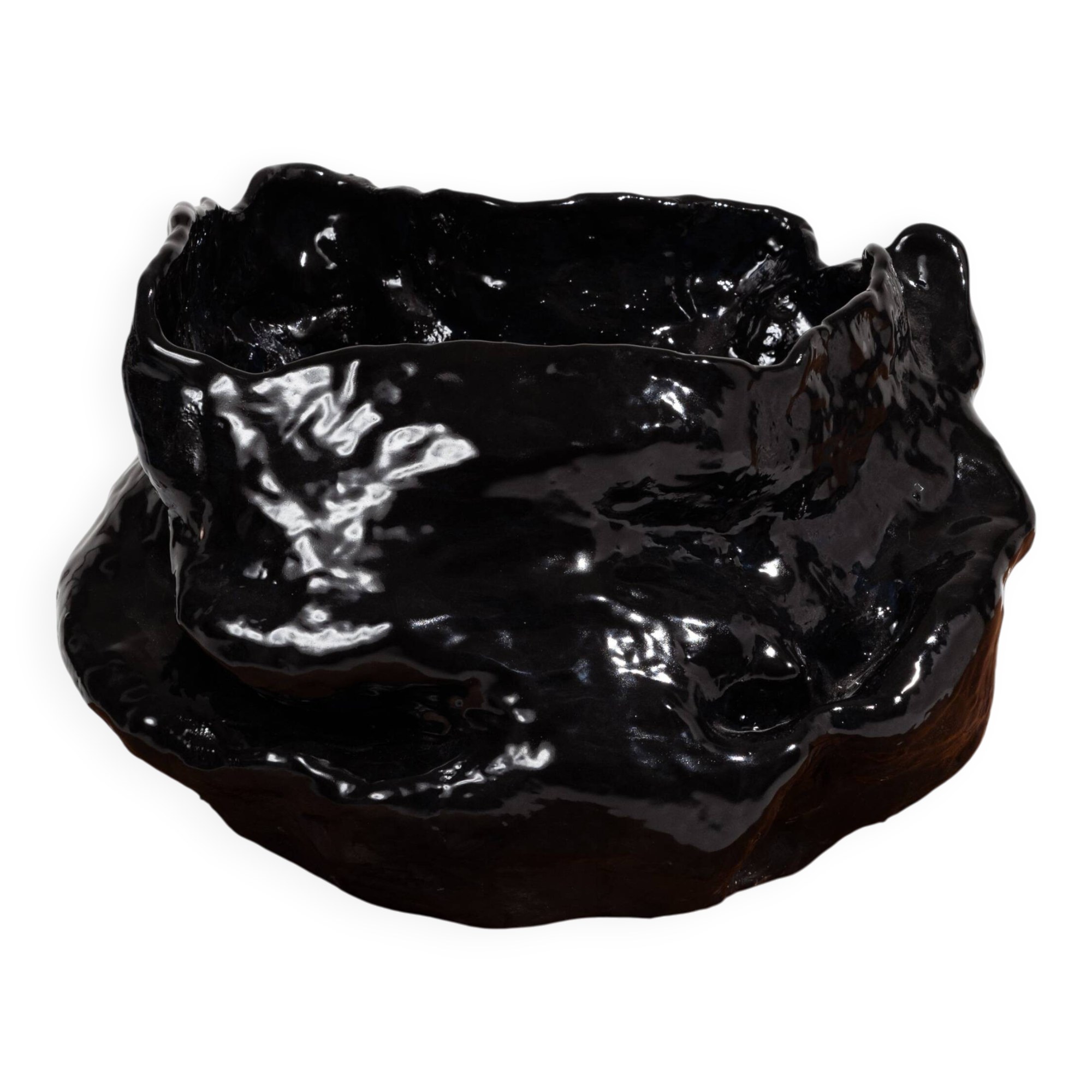 Glossy black stoneware vase