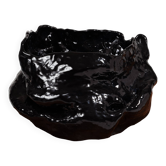 Glossy black stoneware vase