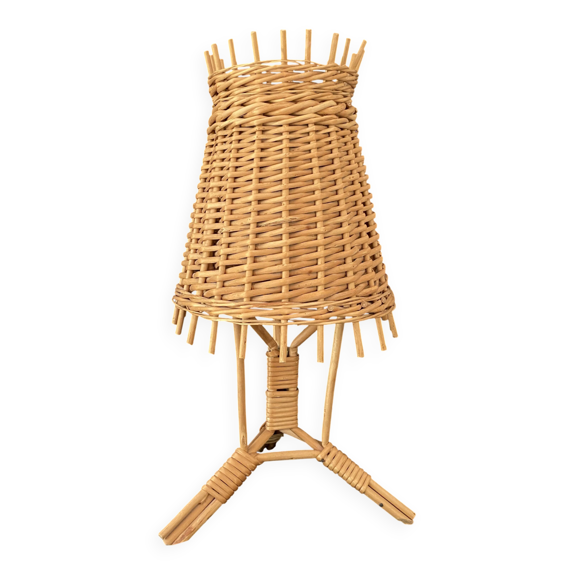 Lamp with new 2M fabric cable, Provencal wicker