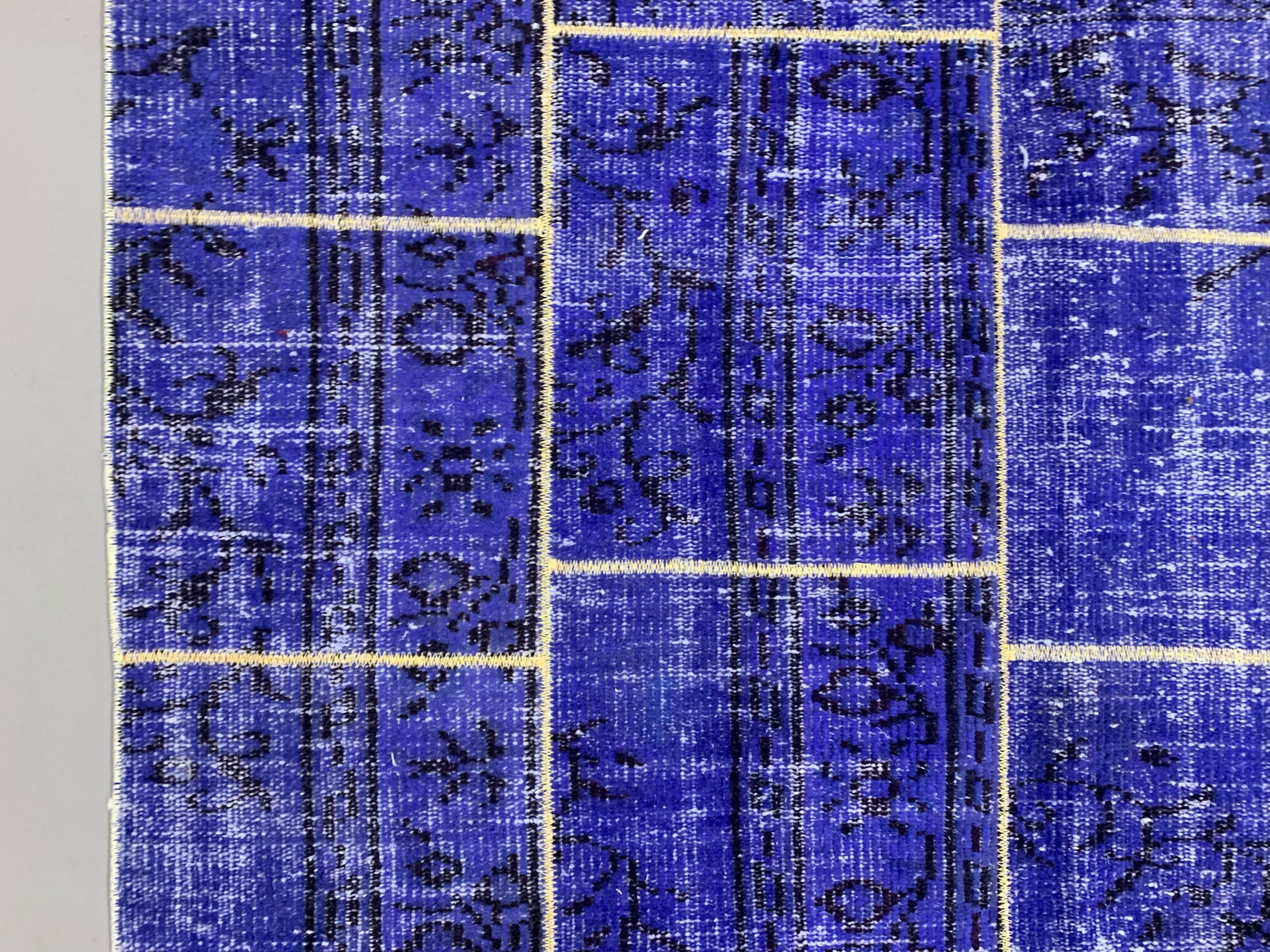 Distressed vintage turkish patchwork rug 218x151 cm wool medium
