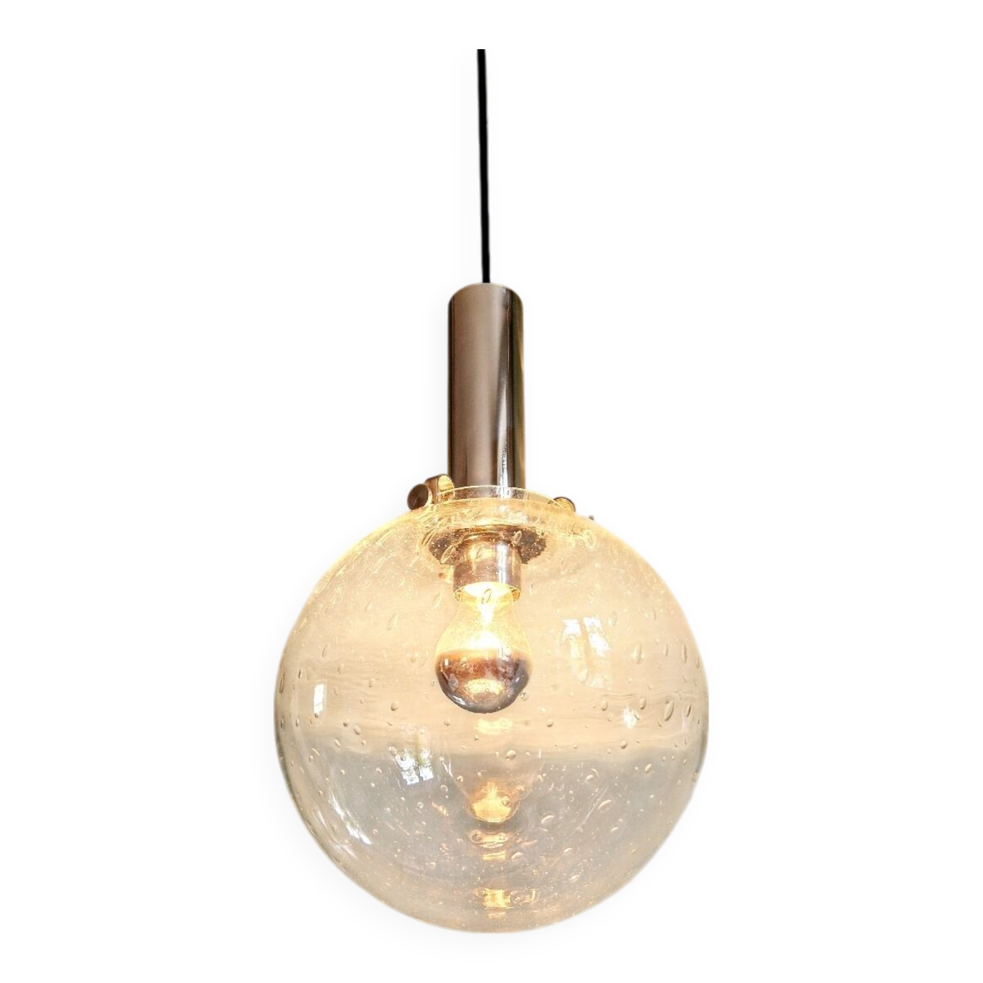 Space Age pendant light in bubbled blown glass, 1970s