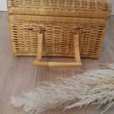 Vintage rattan and wicker picnic case - LPR22065