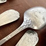 9 soup spoons & 9 forks in 19th century silver plated metal