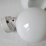 Duo of opaline and porcelain pendant lights