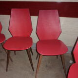 lot of 5 chairs 1950 1960 red feet compass