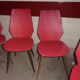 lot of 5 chairs 1950 1960 red feet compass
