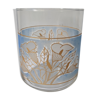Wide vase decoration of white blue and gold lilies from decover italy - h: 12cm