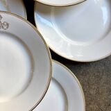6 assiettes à dessert en porcelaine de Paris monogrammées
