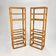 Set of 2 mid century tall wicker and glass etagere cabinet, 1970s