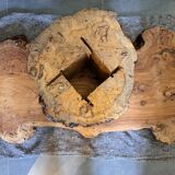 Coffee table signed in elm burl