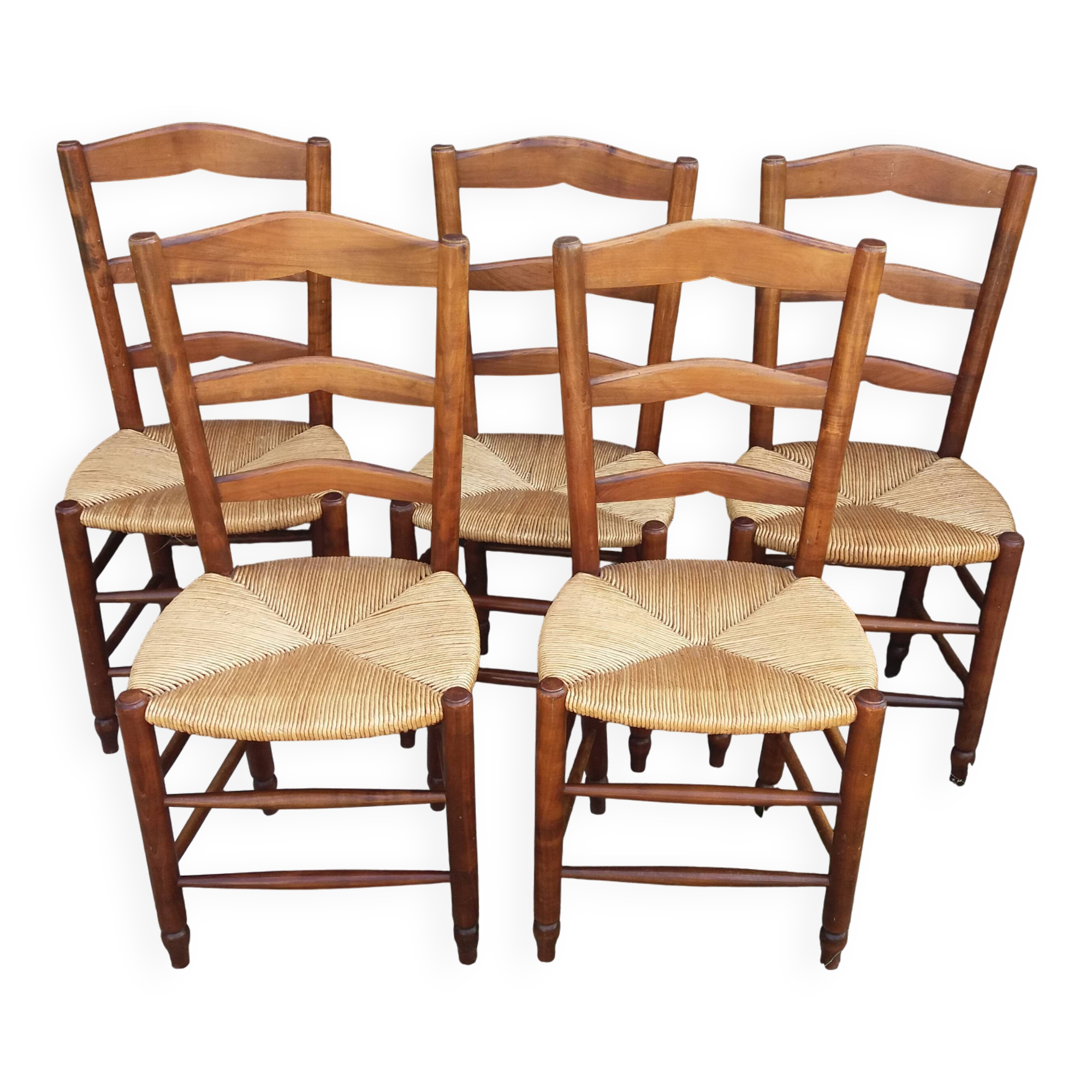 Lot de 5 chaises paillées