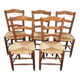 Lot de 5 chaises paillées
