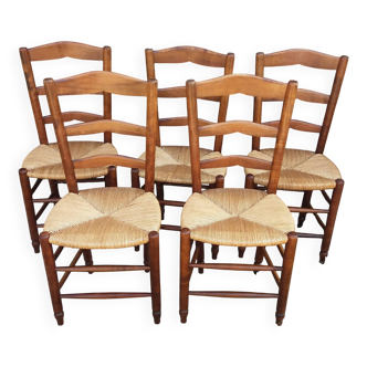 Lot de 5 chaises paillées