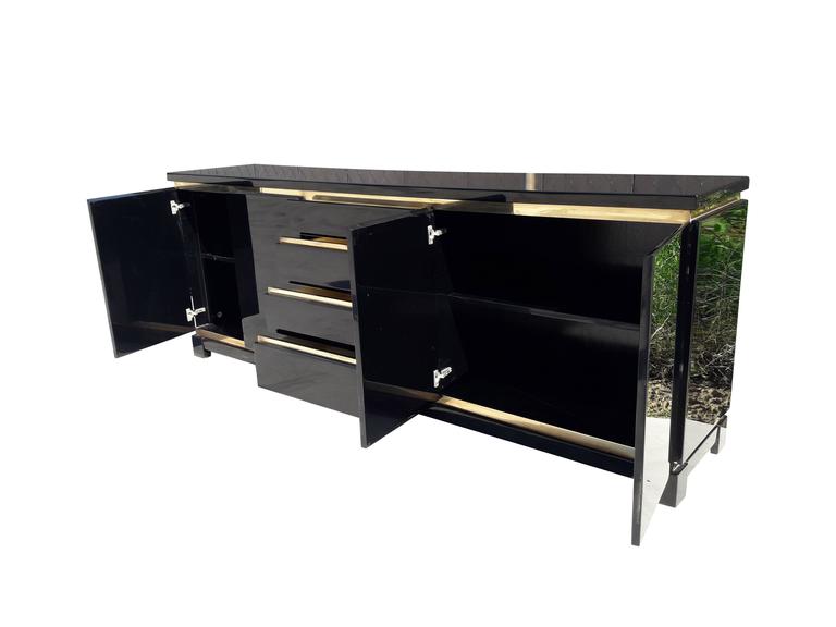 Wide row black lacquer and brass