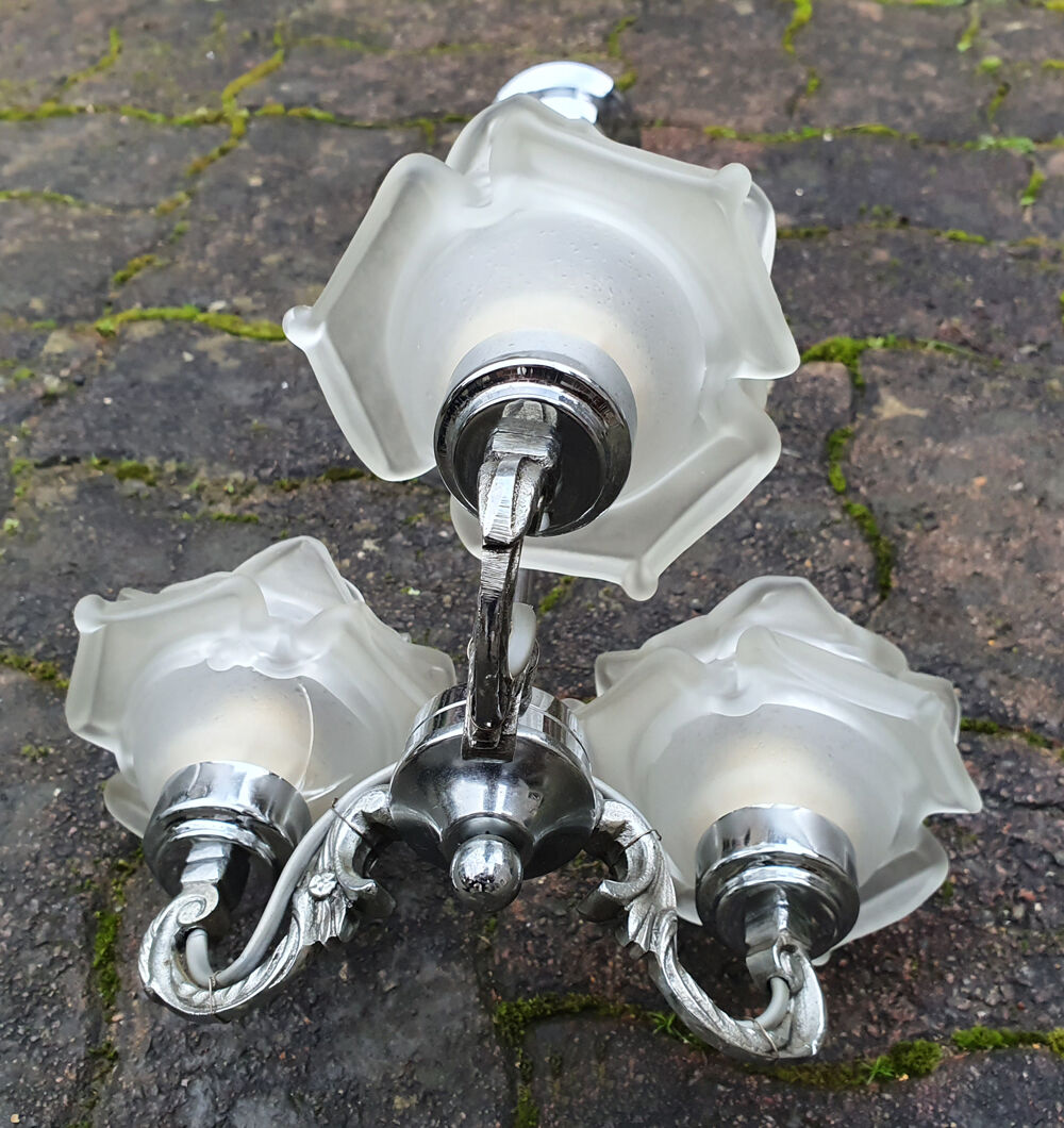 Suspension chrome chandelier and Murano glass paste, 20s / 30s.