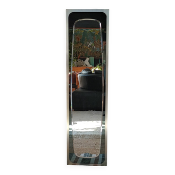 Miroir biseauté en aluminium brossé 1970