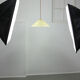 Mid-century Yellow Glass & Brass Pendant Lamp