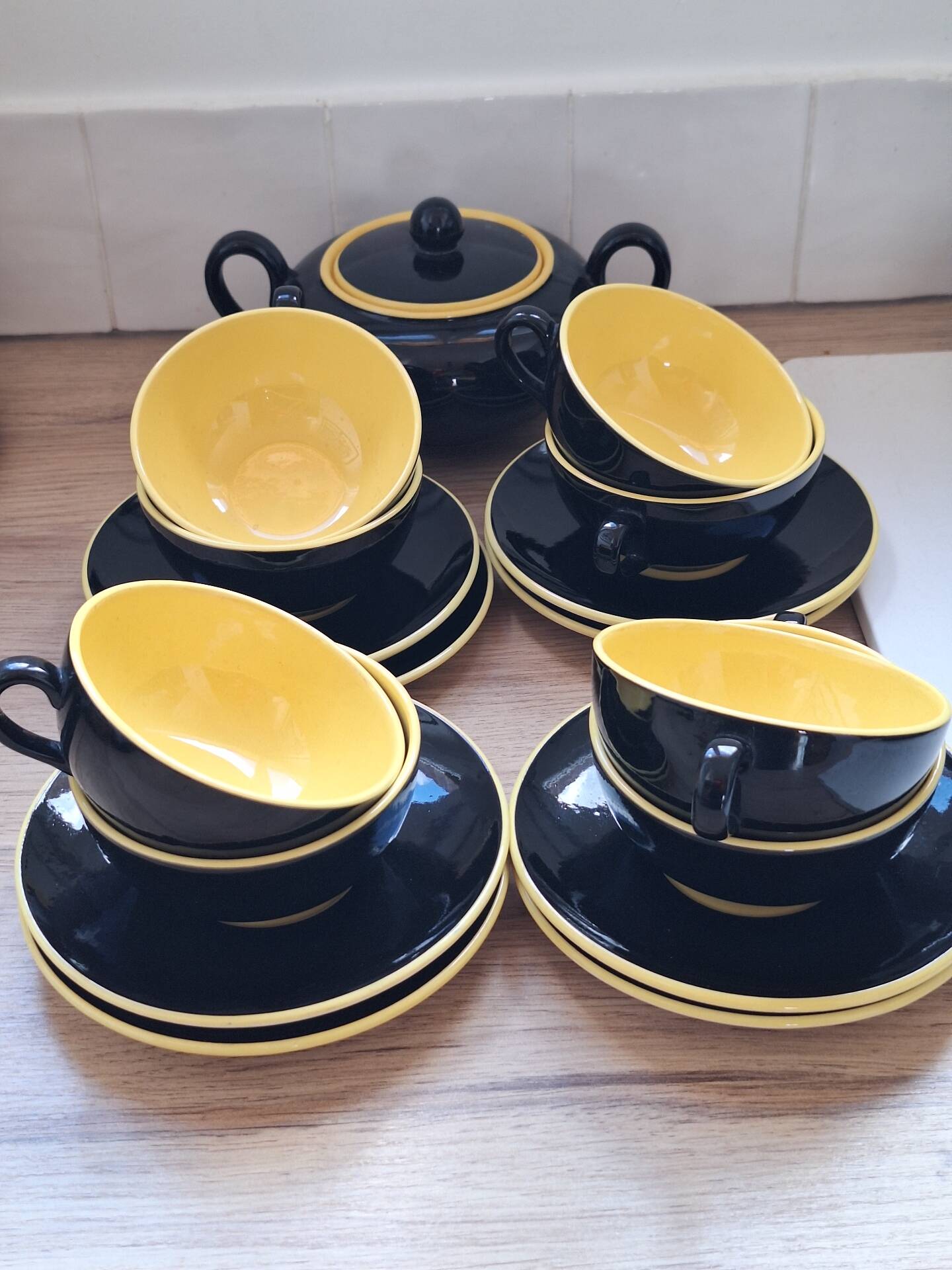 1960s yellow and black coffee service by Villeroy and Boch.