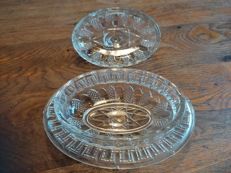 Moulded glass butter dish pineapple décor