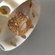 Danish hanging lamp made of glass, metal and with amber colored prisms