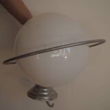 Opaline sphere and metal circle chandelier