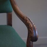 Oak and wool armchairs, Louis XIII style, by a French cabinetmaker from the 1930s.