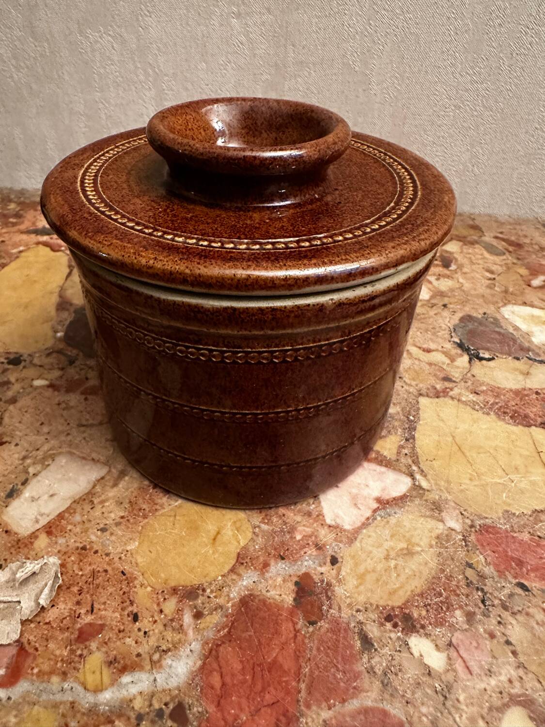 Berry pottery water butter dish