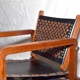 Ensemble de 4 fauteuils et une table basse en Bunbinga et cuir