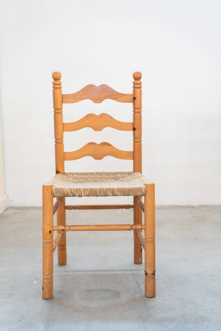 Rustic Friulian chairs with turned legs, set of 12, 1980-1990