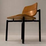 Martin Stoll - Set of four beech and black metal chairs - c. 1975