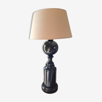 Lampe à poser design vintage en bois laqué noir