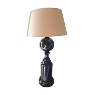 Lampe à poser design vintage en bois laqué noir