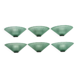 Set of six De Majo sconces in thick green murano glass. Italy 1980s