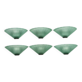 Ensemble de six appliques De Majo en verre de Murano vert épais. Italie, années 1980.