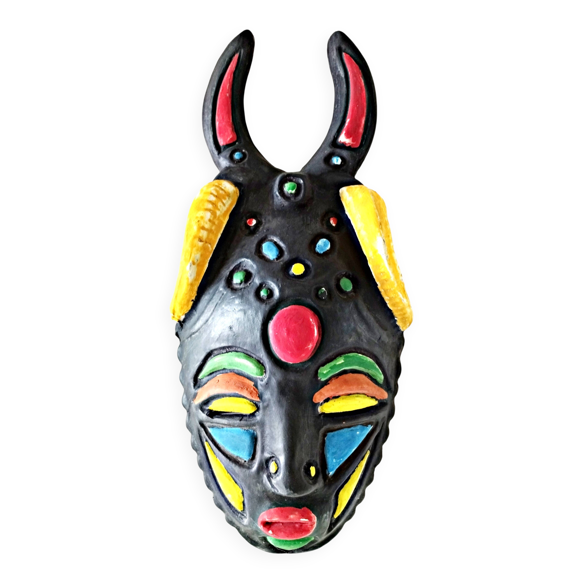 Masque en céramique africaniste Vallauris signé Jacque Sagan