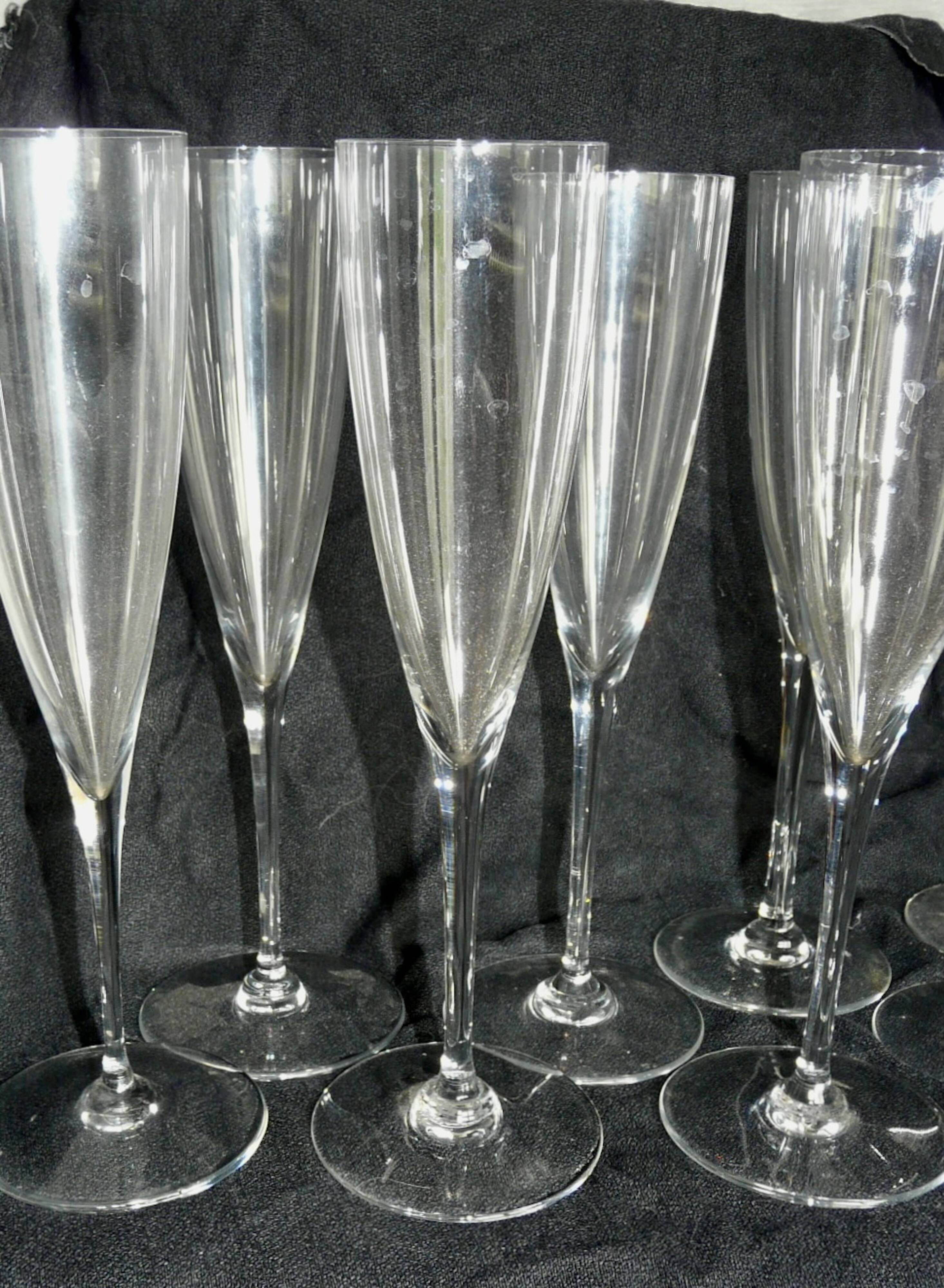 Set of 10 BACCARAT Dom Pérignon crystal Champagne flutes