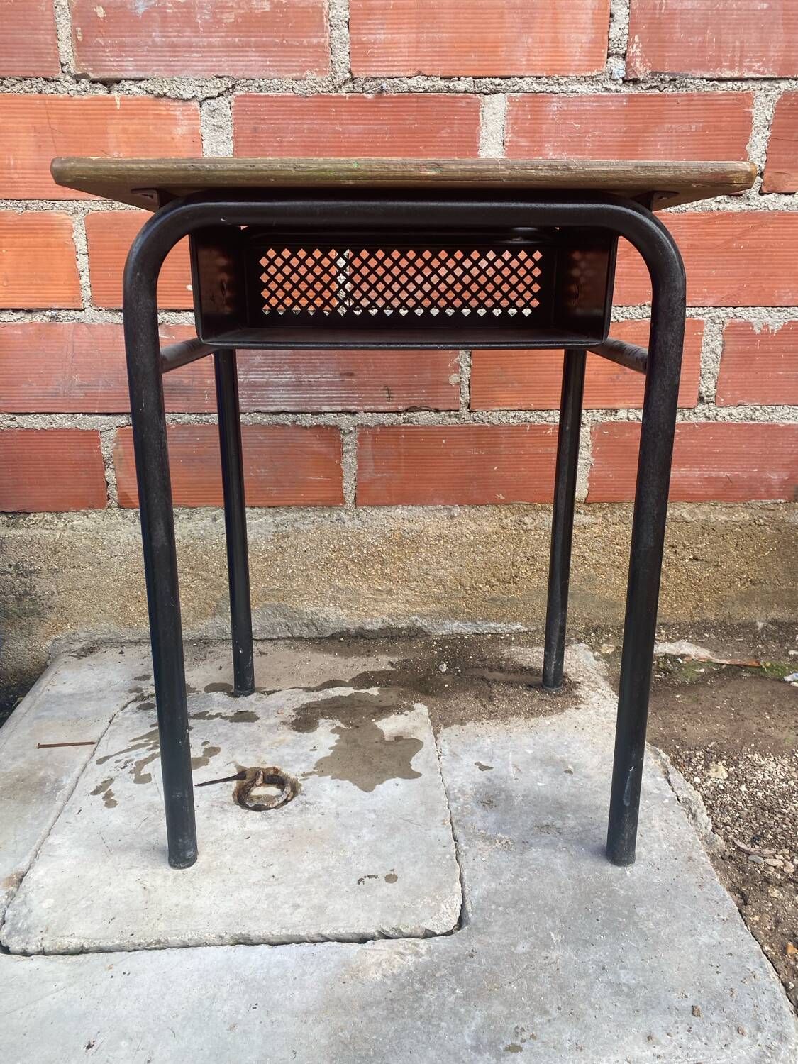 Old children's desk, metal and wood