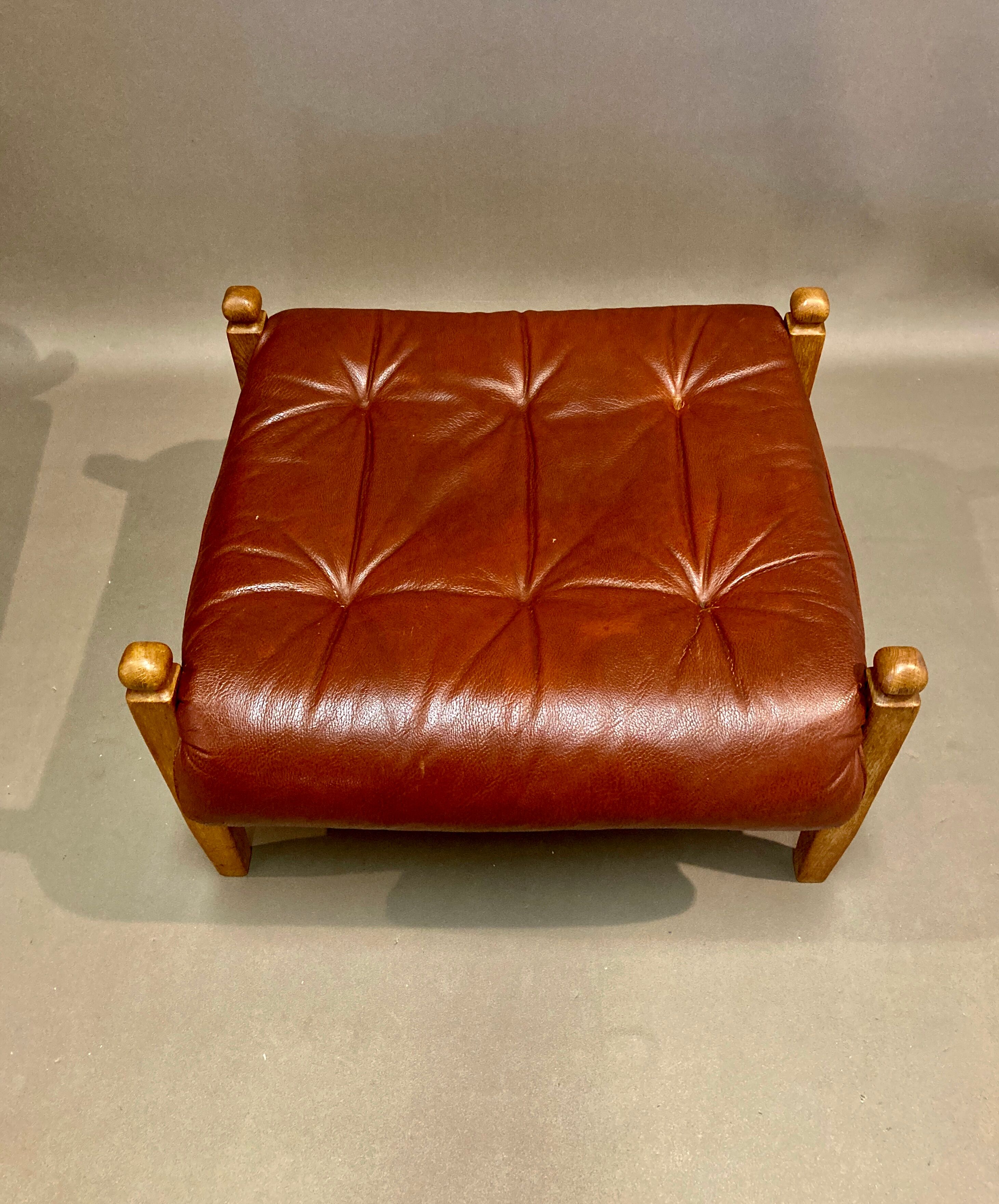 Armchair and its Ottoman leather design 1950.