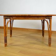 Table de Repas Vintage Ovale en Bambou et Rotin 1980