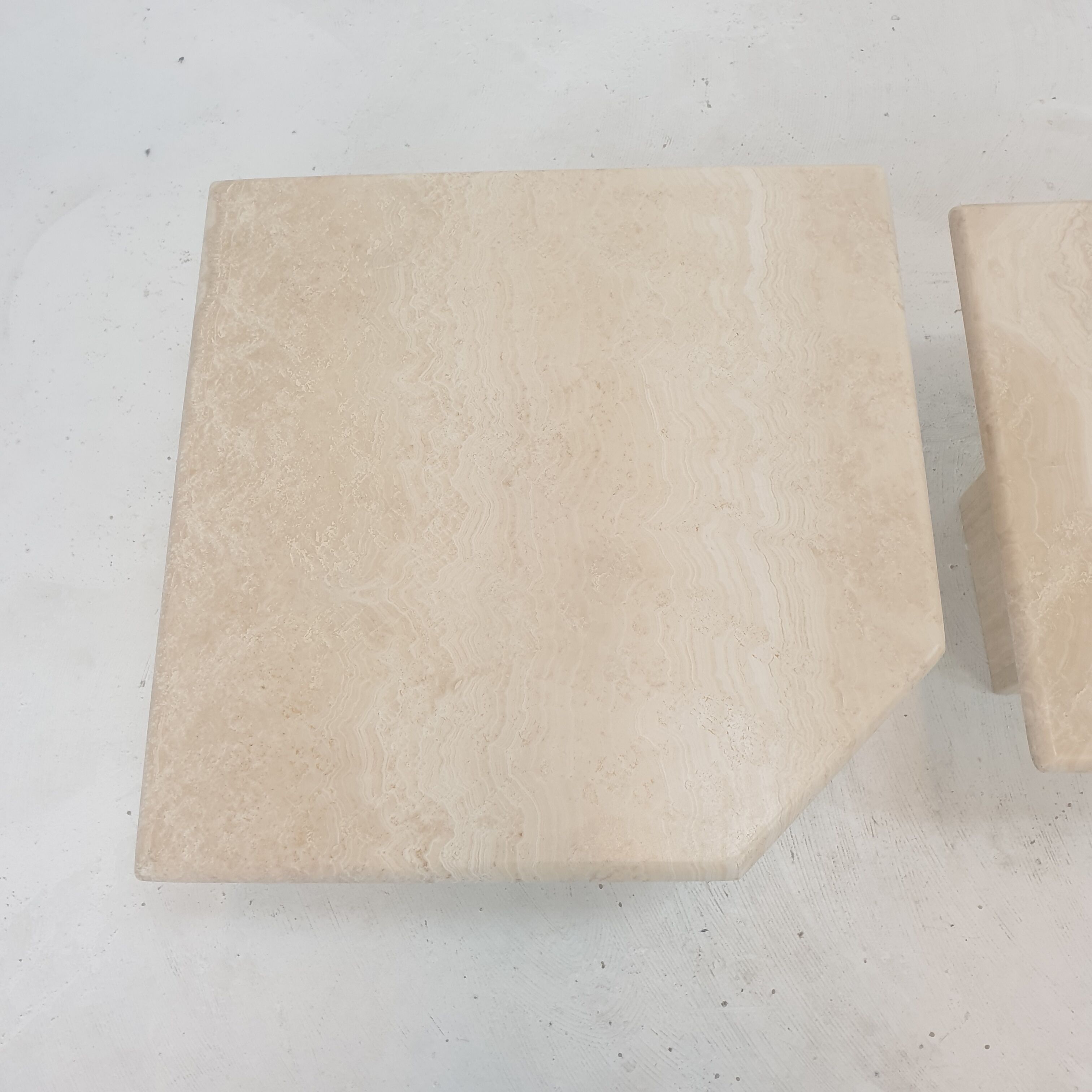 Set of 3 italian travertine coffee or side tables, 1980s